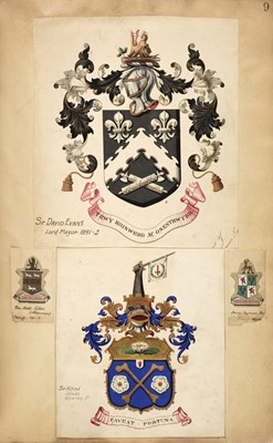 Lot 311 - Heraldry scrapbook. Heraldic artist collection of examples of armorials etc., early 20th century