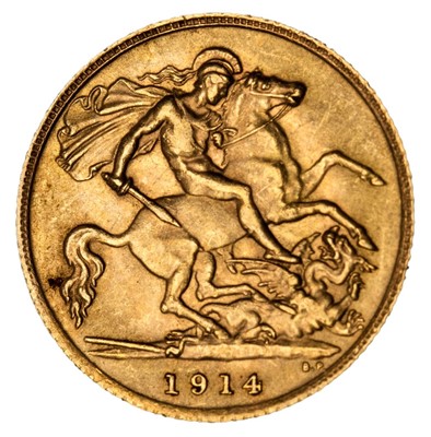 Lot 71 - Edward VII half gold Sovereign, 1914