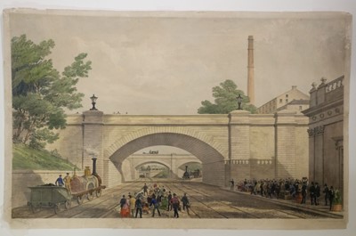 Lot 239 - Railways. Bourne (J. C.), Entrance to the Locomotive Engine House, Camden Town, 1839