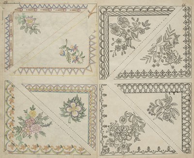 Lot 614 - Embroidery pattern book. Dessins pour coins de mouchoirs, pour manchettes, et pour cols, circa 1860