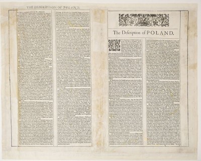 Lot 174 - Poland. Speed (John), A Newe Mape of Poland done into English..., George Humble, 1627