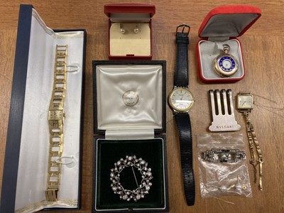 Lot 84 - Mixed Jewellery. 9ct gold fob watch and other items