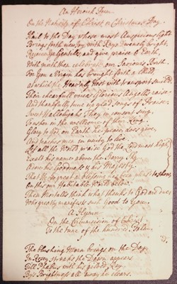 Lot 245 - Theology manuscript. 'A Heroic Poem. On the Nativity of Christ or Christmas Day', c.1730?