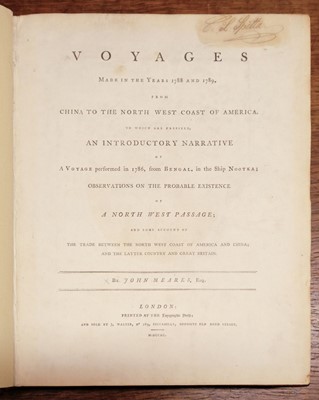 Lot 69 - Meares (John). Voyages made ... from China to the North West Coast of America, 1st edition, 1790