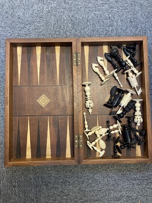 Lot 107 - Chess. 19th century ebony and ivory chess set