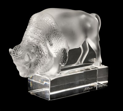 Lot 140 - Lalique. A modern frosted glass buffalo