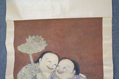 Lot 411 - Chinese School. Two Laughing Boys, Chien Lung period