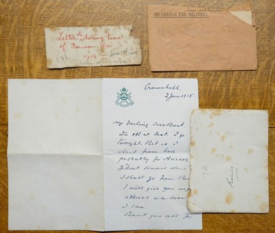 Lot 349 - World War I Letters. A quantity of approximately 50 letters and cards