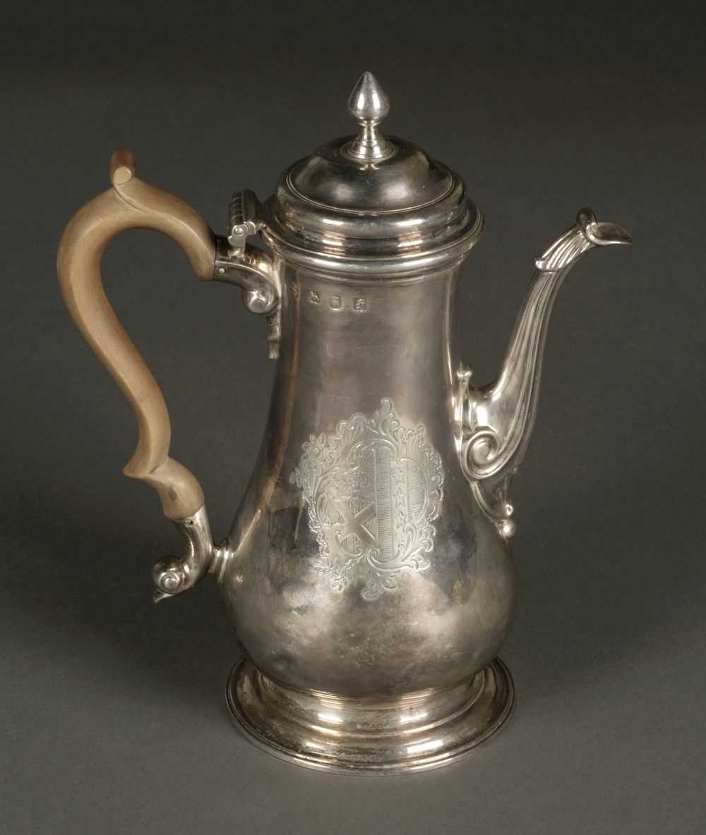 Lot 22 - Coffee Pot. George III silver coffee pot by T. Whipham & C. Wright , London 1761