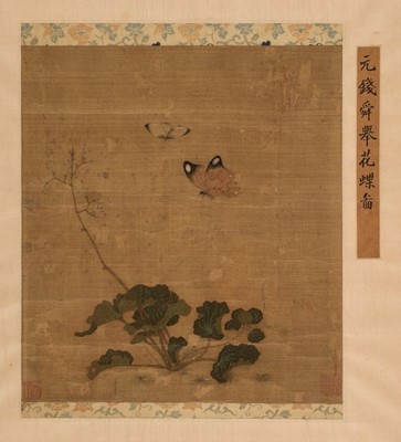 Lot 409 - Ji Hui 齌睿. Flower and Butterflies 元钱舜举花蝶画, early Ming Period