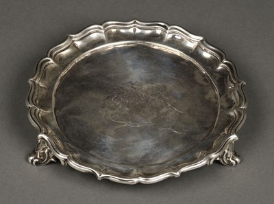 Lot 44 - Salver. William IV silver salver by Edward Barnard & Co, London 1836