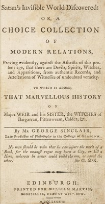 Lot 154 - Sinclair (George). Satan's Invisible World, 1789