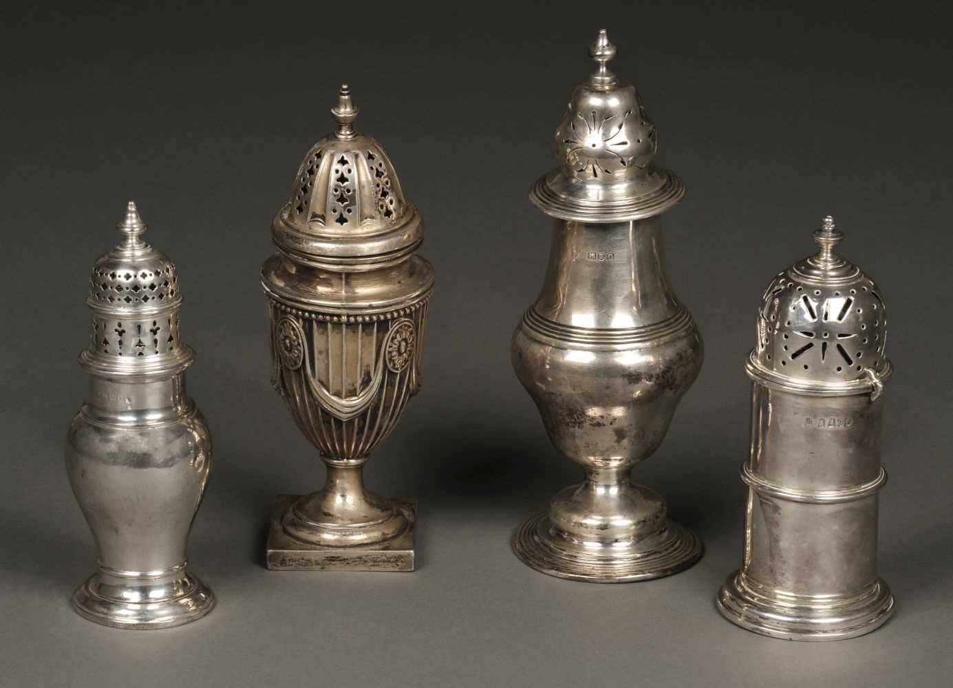 Lot 20 - Casters. Various silver sugar casters