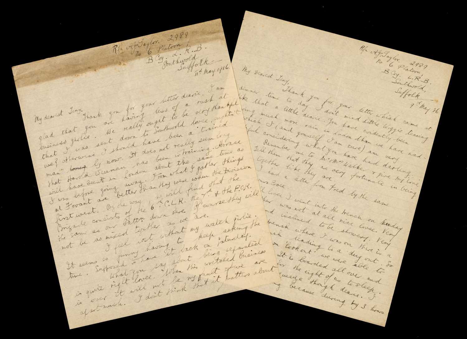 Lot 351 - WWI & WWII Letters. Three archives of British soldiers' letters from the First and Second World War