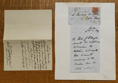 Lot 337 - Smith (William Sidney, 1764-1840). Autograph letter signed, plus Wellington letters