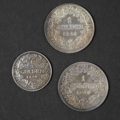 Lot 43 - Coins. Grand Duchy of Baden. Gulden and Half Gulden