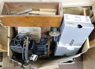 Lot 533 - Bookbinding equipment & materials. Including finishing stove, selection of hand tools etc.