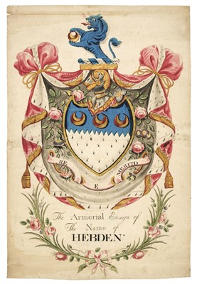 Lot 236 - Heraldry. 'The Armorial Ensign of the Name of Hebden', 19th century