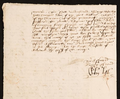Lot 201 - Dudley (John, 1504-1553). A rare Letter Signed, 'John Lisle', Alnwick Castle, 6 March, c.1542-47