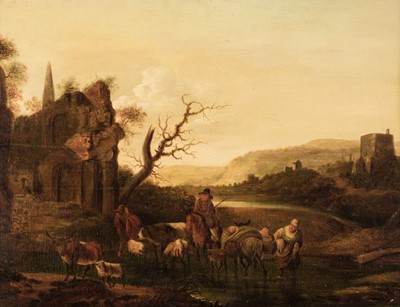 Lot 428 - Dutch / Italianate School (19th century). Rural landscape, oil on panel