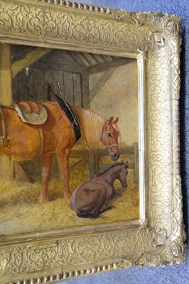 Lot 440 - Herring (John Frederick Snr, 1795-1865). Mare and Foal in a stable, 1854