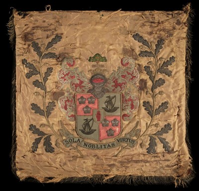 Lot 242 - Embroidered armorials. A pair of armorial panels, early 20th century