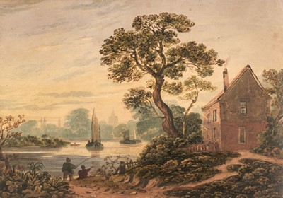 Lot 504 - Varley (John, 1778-1842). Fishing on The Thames at Chiswick, and David Cox, Milkmaid and Cow