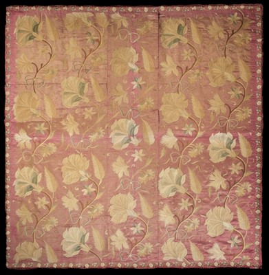 Lot 246 - Embroidered panel. A large embroidered panel, probably Indian, late 18th/early 19th century