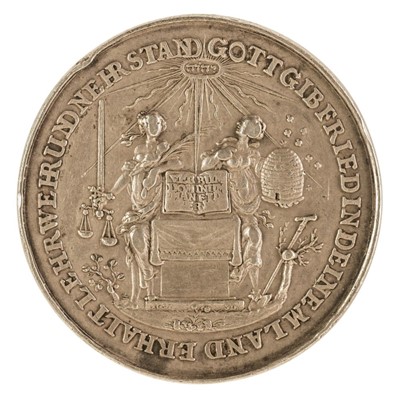 Lot 86 - Medal. Hamburg, Free and Hanseatic City. AR Medal, Peace of Westphalia, by Dadler, 1651
