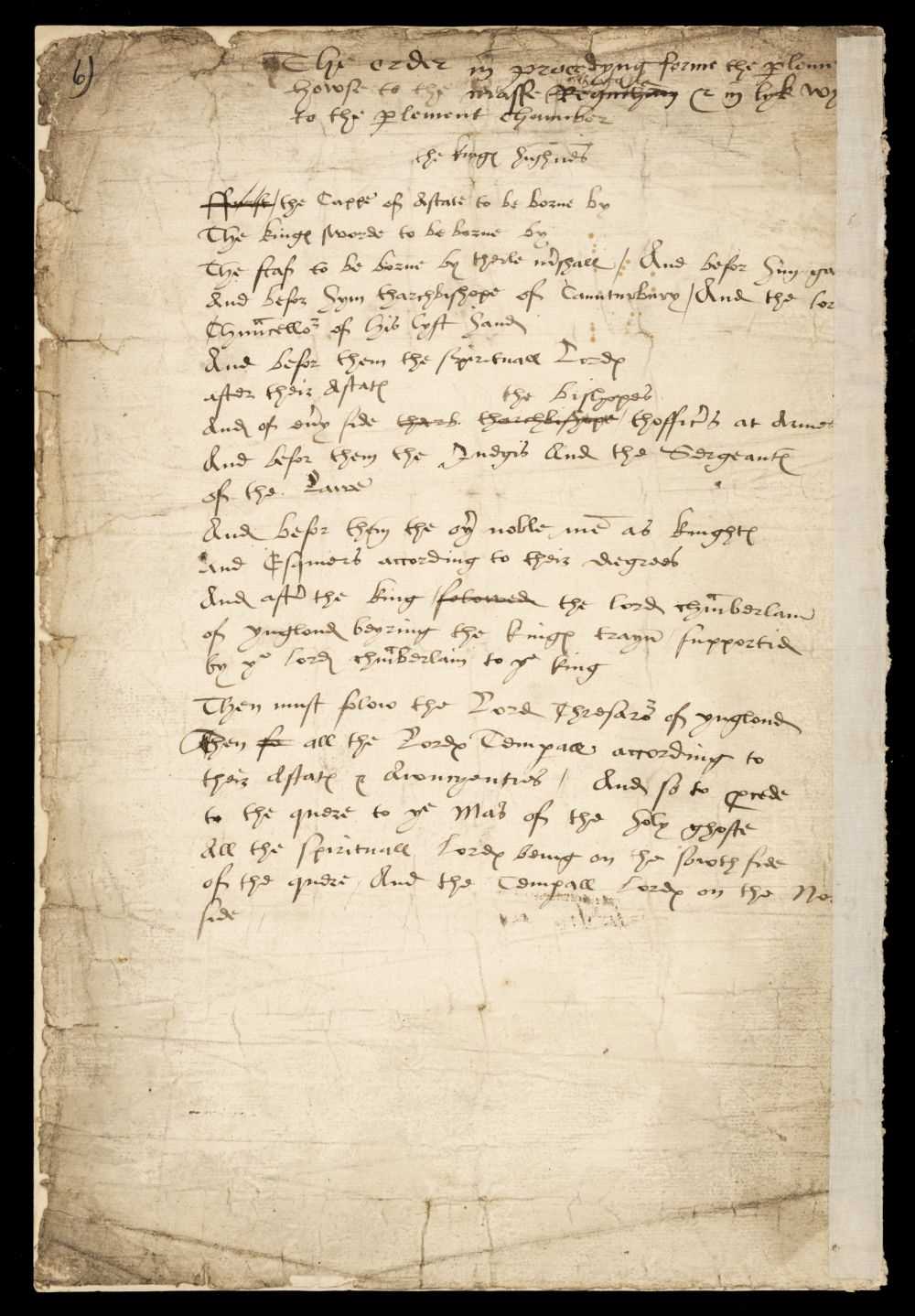 Lot 234 - Henry VIII. Draft document regarding arrangements for a royal procession, c.1529
