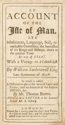 Lot 53 - Sacheverell (William). An Account of the Isle of Man