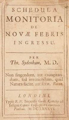 Lot 116 - Sydenham (Thomas). Schedula Monitoria de novae febris ingressu, 1686