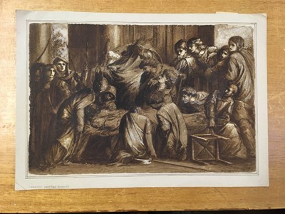 Lot 493 - Murray (Charles Fairfax, 1849-1919). Tableau of figures encompassing a shrouded supine figure