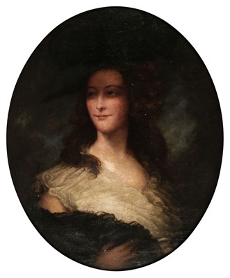 Lot 374 - English School. Portrait of a lady, probably mid 19th century