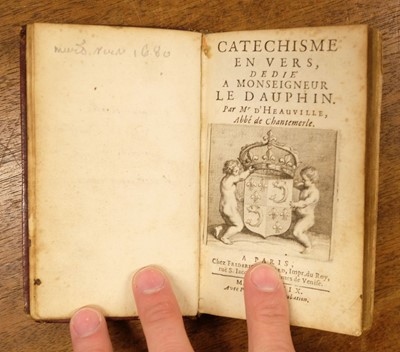 Lot 109 - Heauville (Louis Le Bourgeois, sieur d'). Catechisme en vers, 1669, ex libris Viollet-le-Duc