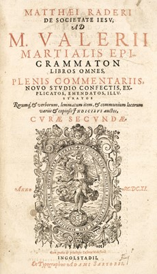 Lot 86 - Rader (Matthäus). Ad Epigrammaton libros omnes, plenis commentariis, 2nd edition, 1611