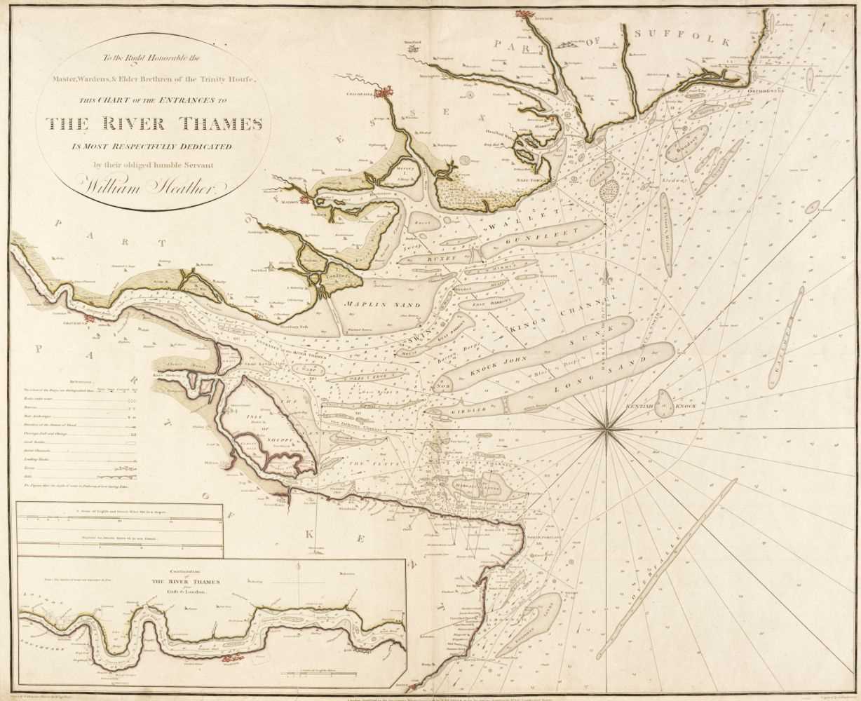 Lot 394 - River Thames. Heather (William), Chart of the Entrances to the River Thames..., 1791