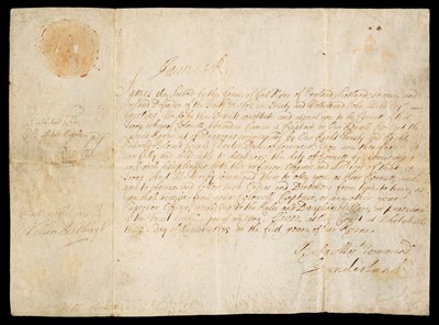 Lot 219 - James II (1633-1701). Document Signed, 1685
