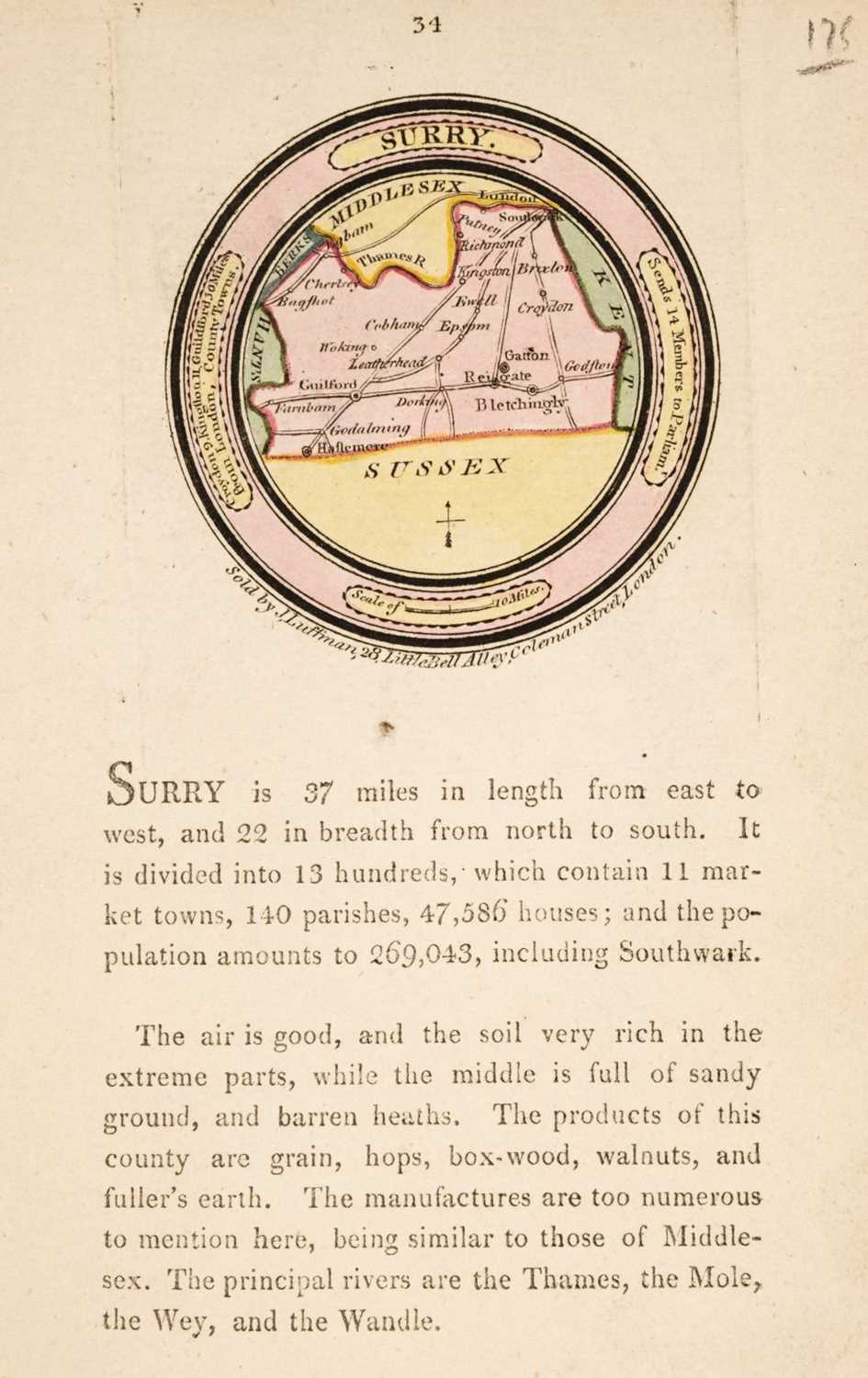 Lot 407 - Surrey. A collection of nine maps, 18th & 19th century