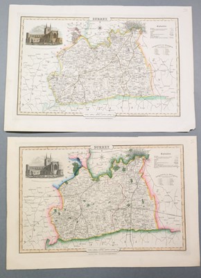 Lot 407 - Surrey. A collection of nine maps, 18th & 19th century