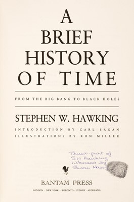 Lot 215 - Hawking (Stephen, 1942-2018). A Brief History of Time..., 1988