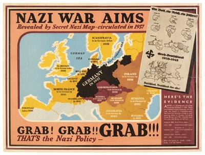 Lot 391 - Propaganda Map. Nazi War Aims, Grab! Grab! Grab!!!, That's the Nazi Policy, circa 1940