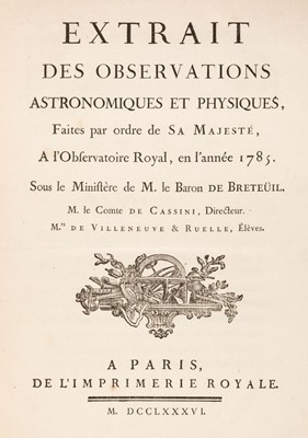 Lot 151 - Cassini (Jean-Dominique, Comte de, 1748-1845). Extrait des Observations Astronomiques, 1786