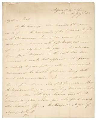 Lot 225 - Pakenham (Edward, 1778-1815). Autograph letter signed to Denis Pack, 1813