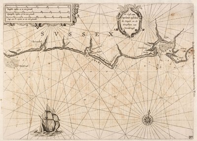 Lot 399 - Sea Chart. Blaeu (W. J.), De Cust van Engelandt tusschen de Singels..., circa 1640