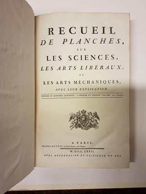 Lot 143 - Diderot (Denis). Recueil de Planches, sur Les Sciences, volumes 4 & 11, 1765 & 1772