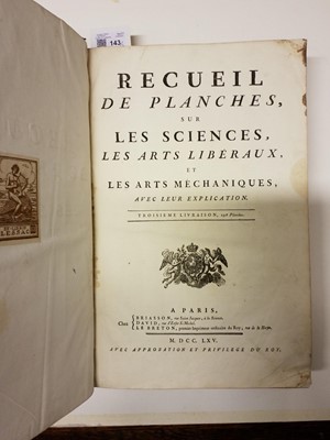 Lot 143 - Diderot (Denis). Recueil de Planches, sur Les Sciences, volumes 4 & 11, 1765 & 1772