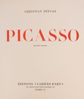 Lot 261 - Zervos (Christian). Picasso, Oeuvres 1920-1926, Paris, Editions Cahiers d'Art, 1926