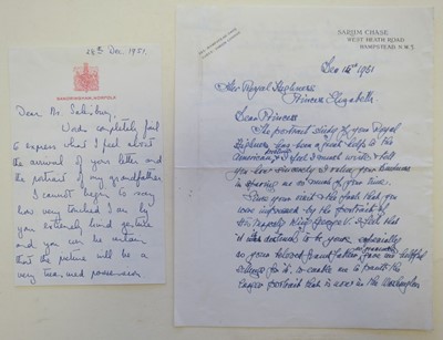 Lot 206 - Elizabeth II (1926-). Autograph Letter Signed, 1951