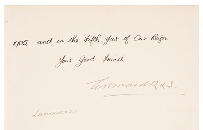 Lot 202 - Edward VII (1841-1910). Letter Signed, 1905